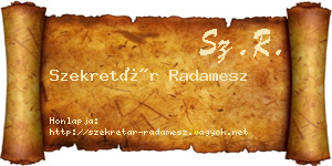 Szekretár Radamesz névjegykártya